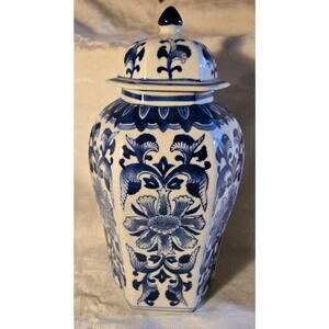 VTG Seymour Mann Blue Porcelain China Ginger Vase 10.5" Tall